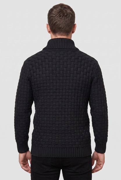 Classic Knit Shawl Collar Button Placket Sweater