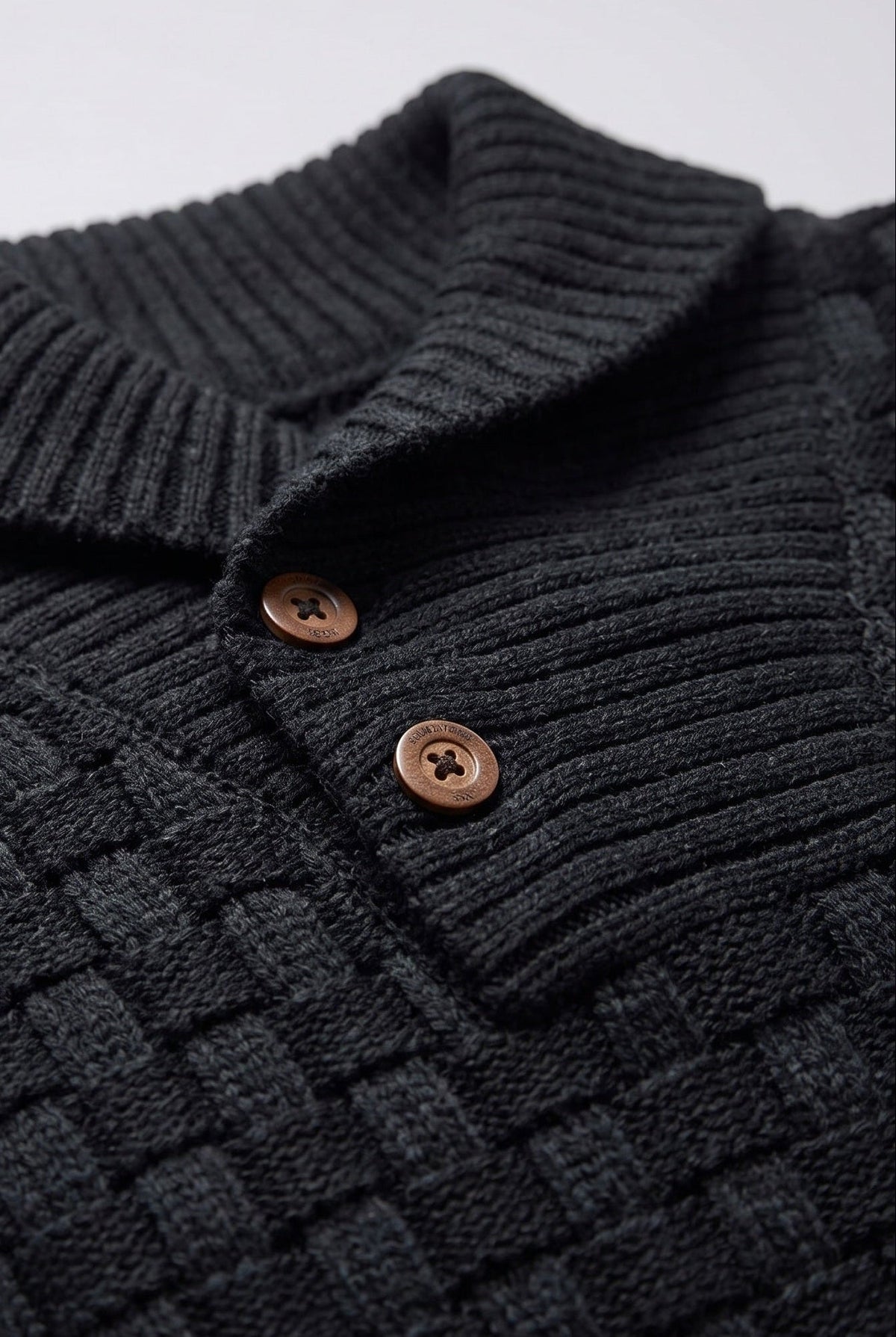 Classic Knit Shawl Collar Button Placket Sweater