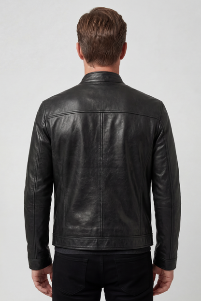 Classic Quilted Shoulder Leather-Look Jacket
