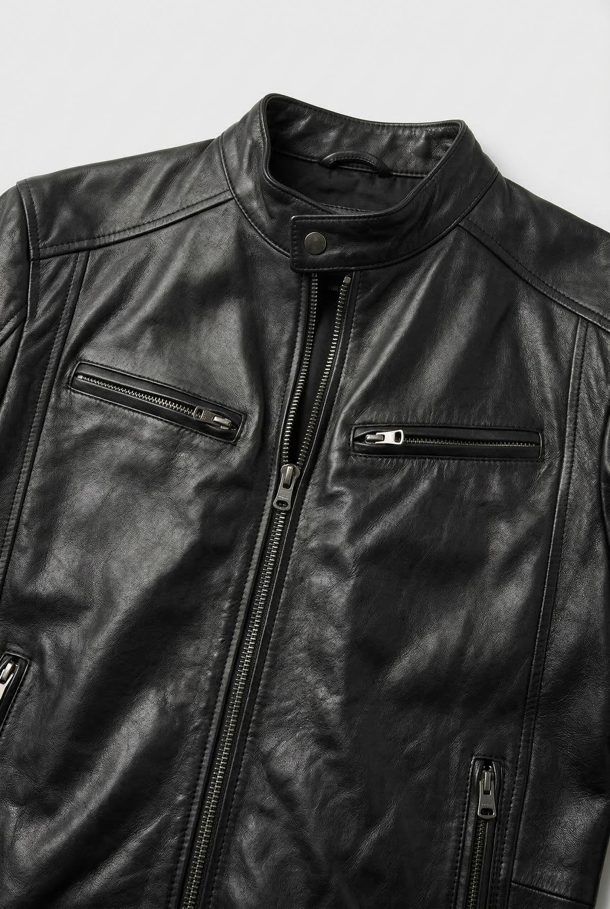 Classic Quilted Shoulder Leather-Look Jacket