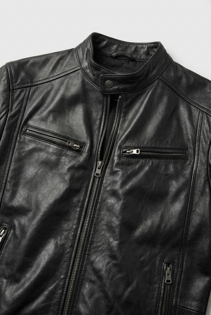 Classic Quilted Shoulder Leather-Look Jacket