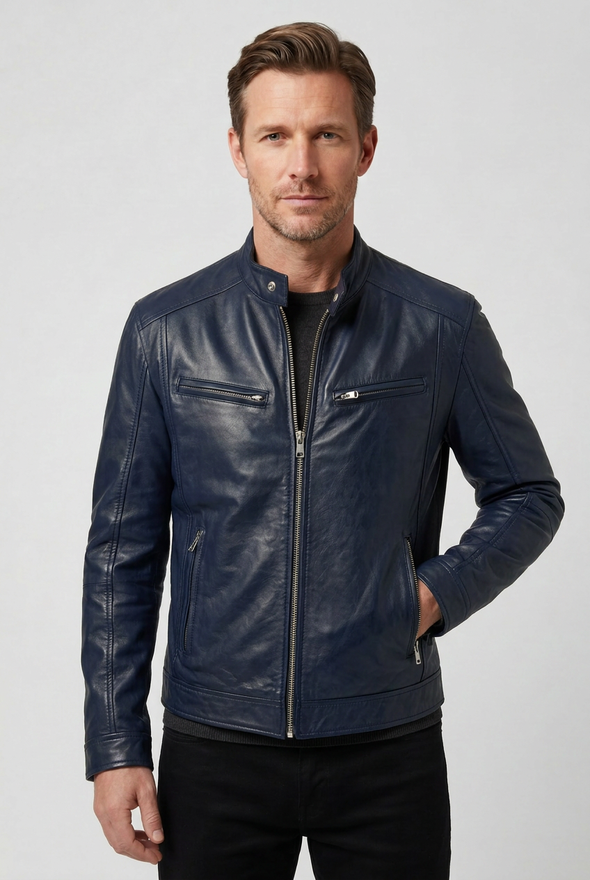 Classic Quilted Shoulder Leather-Look Jacket
