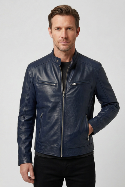 Classic Quilted Shoulder Leather-Look Jacket