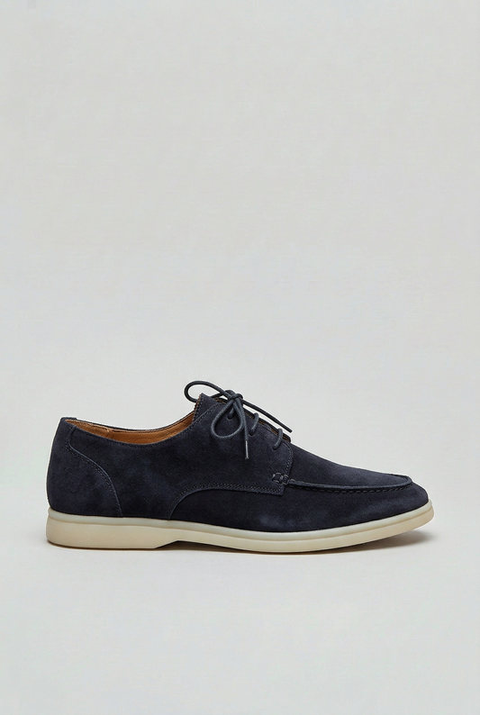 Classic Suede-Look Lace-Up Loafers with Cup Sole