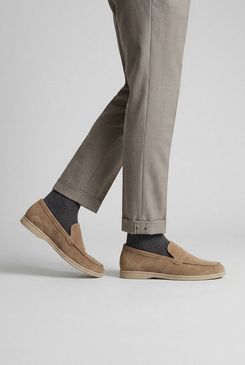 Classic Moccasin Stitch Leather Loafers with Tonal Sole