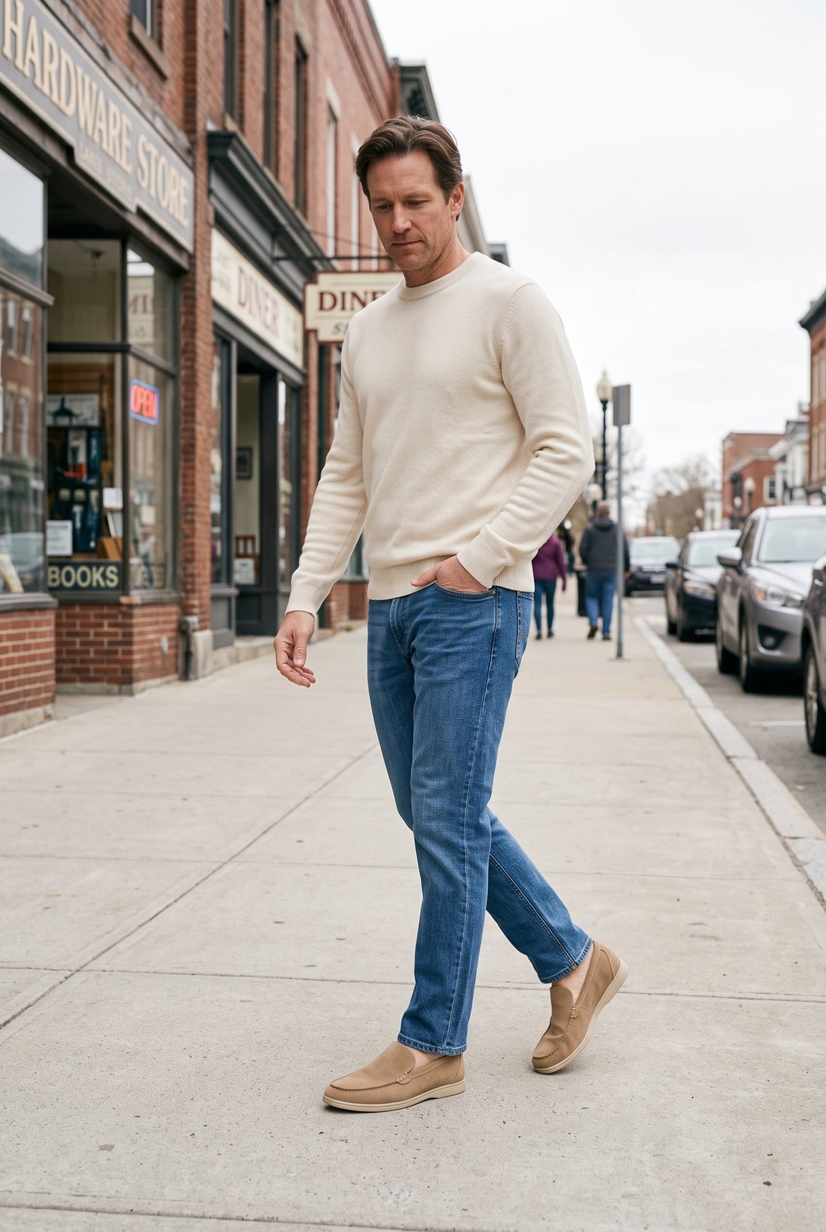 Classic Moccasin Stitch Leather Loafers with Tonal Sole