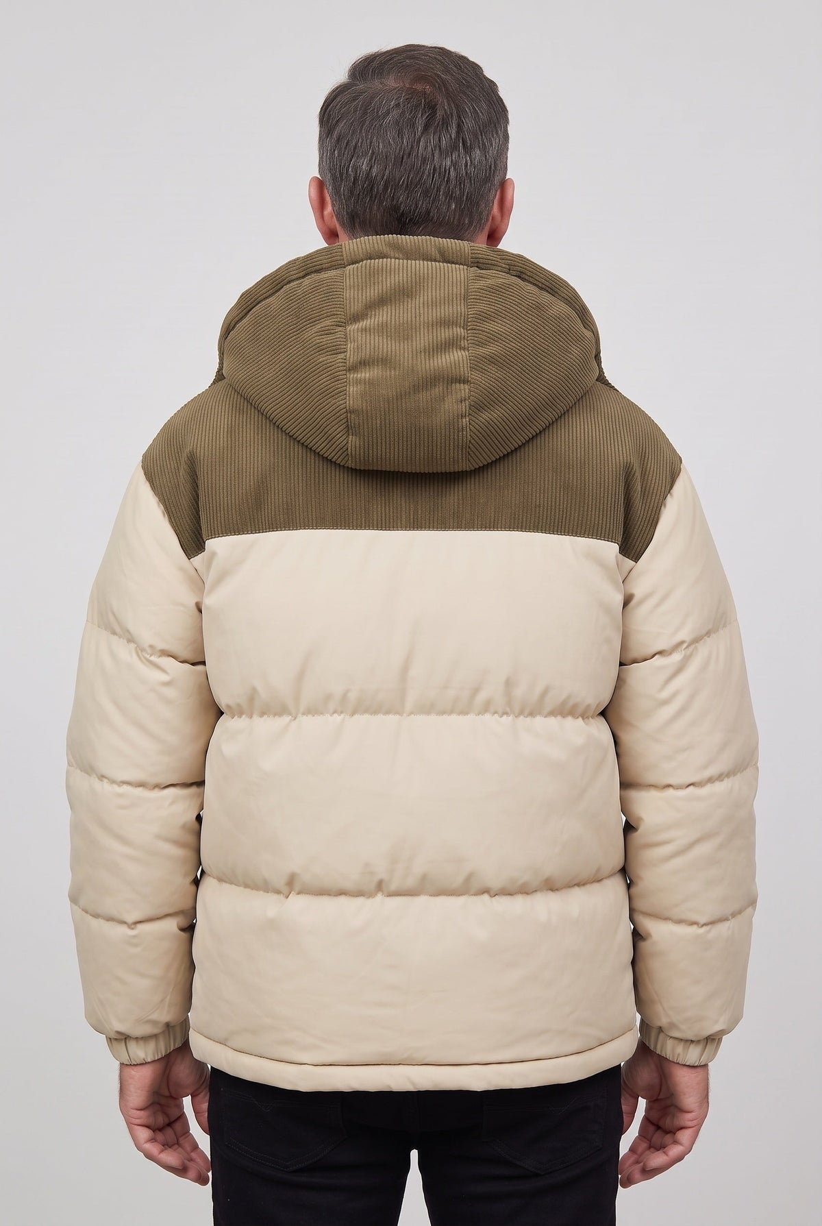Casual Hooded Puffer Jacket with Ribbed Yoke