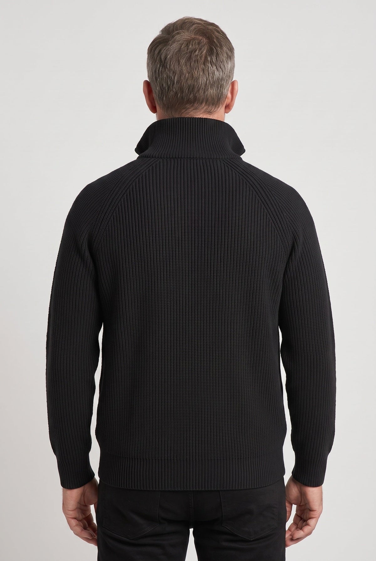 Chunky Rib Quarter Zip Sweater with Raglan Sleeves