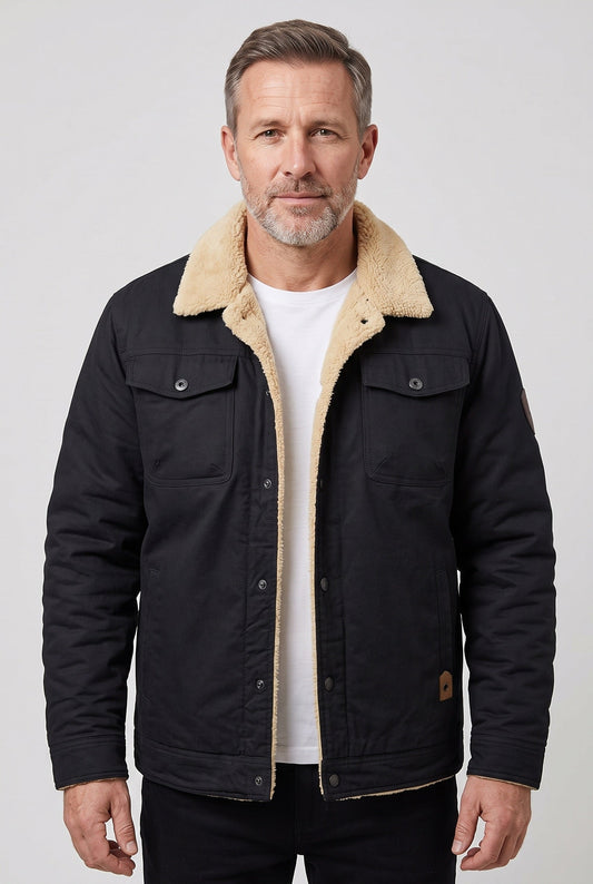 Casual Sherpa Snap Front Jacket with Flap Pockets