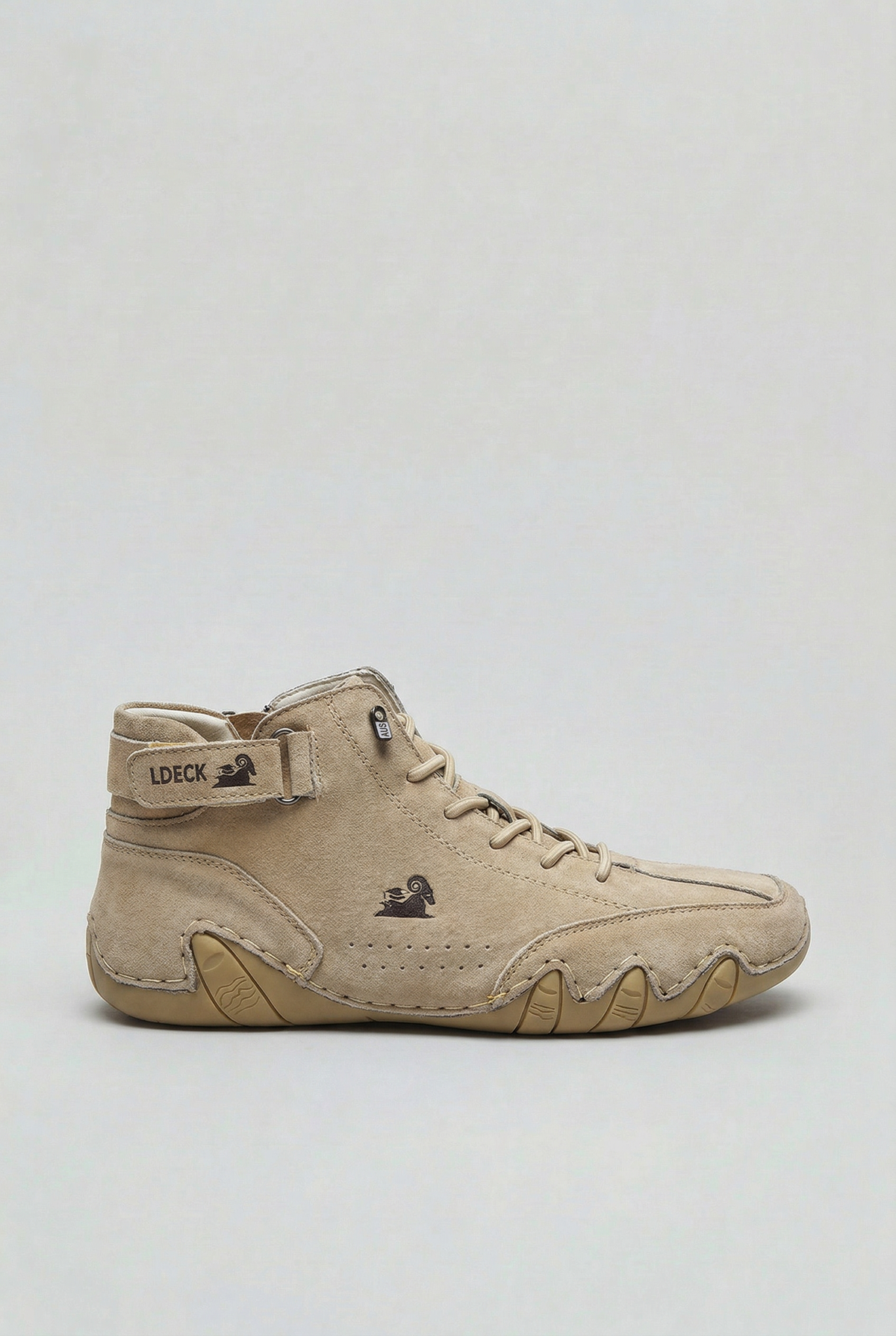 Classic Leather High-Top Lace-Up Shoes with Ankle Strap