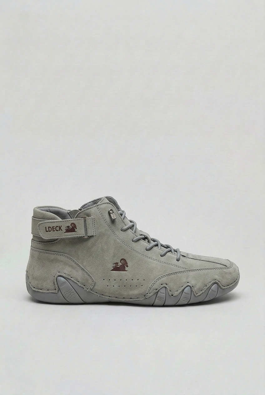 Classic Leather High-Top Lace-Up Shoes with Ankle Strap