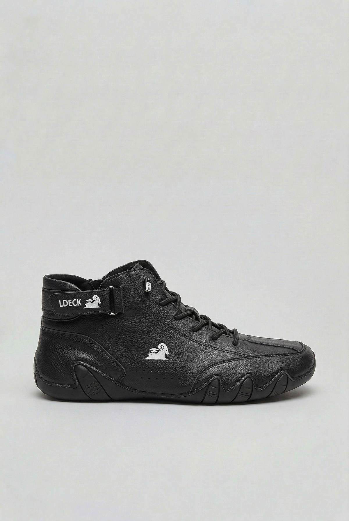 Classic Leather High-Top Lace-Up Shoes with Ankle Strap
