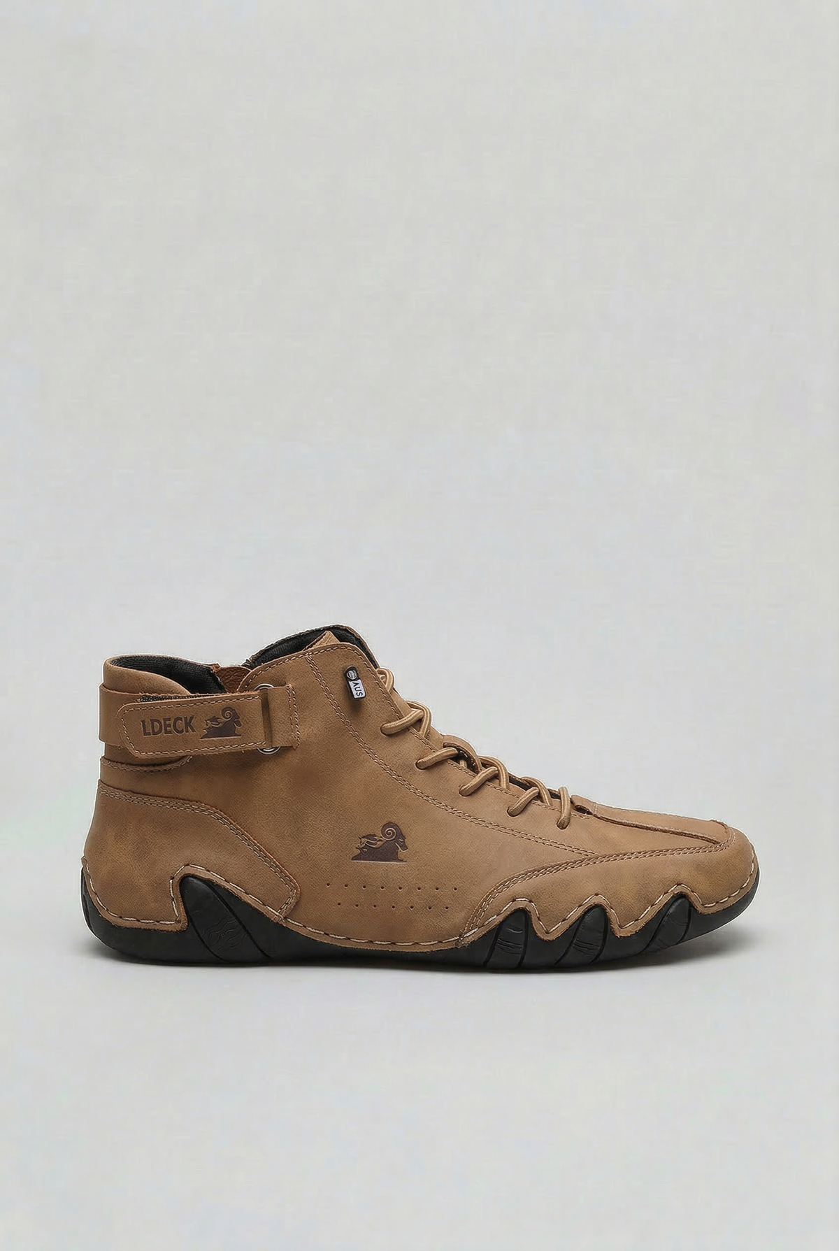 Classic Leather High-Top Lace-Up Shoes with Ankle Strap