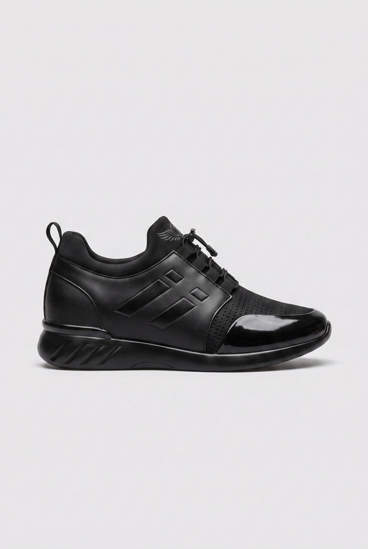 Casual Bungee Lace Sneakers with Patent Toe Cap