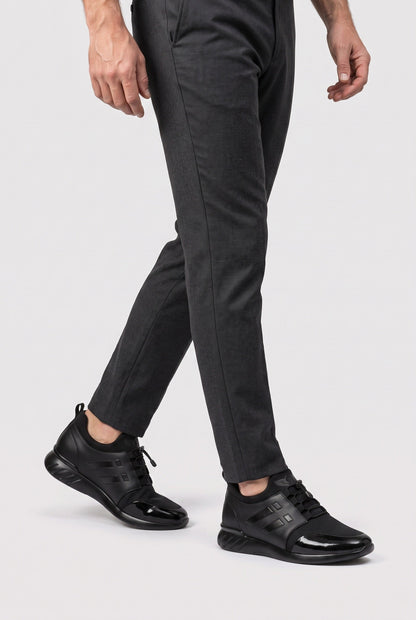 Casual Bungee Lace Sneakers with Patent Toe Cap