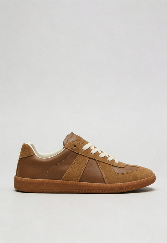 Casual Suede-Look Panel Sneakers with Gum Outsole