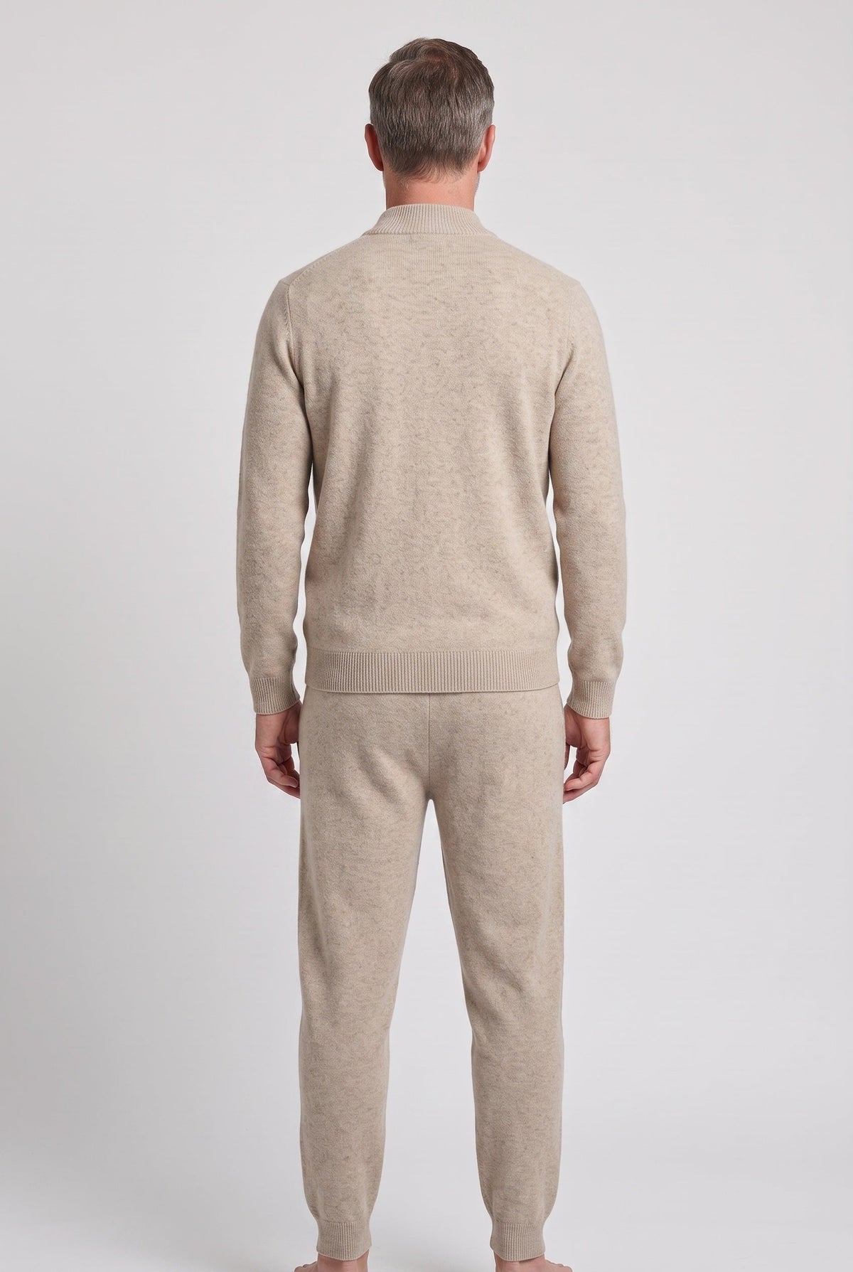 Casual Knit Zip Front Tracksuit with Funnel Neck