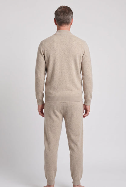 Casual Knit Zip Front Tracksuit with Funnel Neck