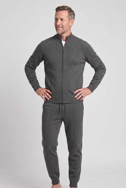 Casual Knit Zip Front Tracksuit with Funnel Neck