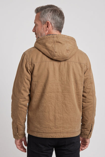 Casual Hooded Zip Front Jacket with Corduroy Collar for Winter