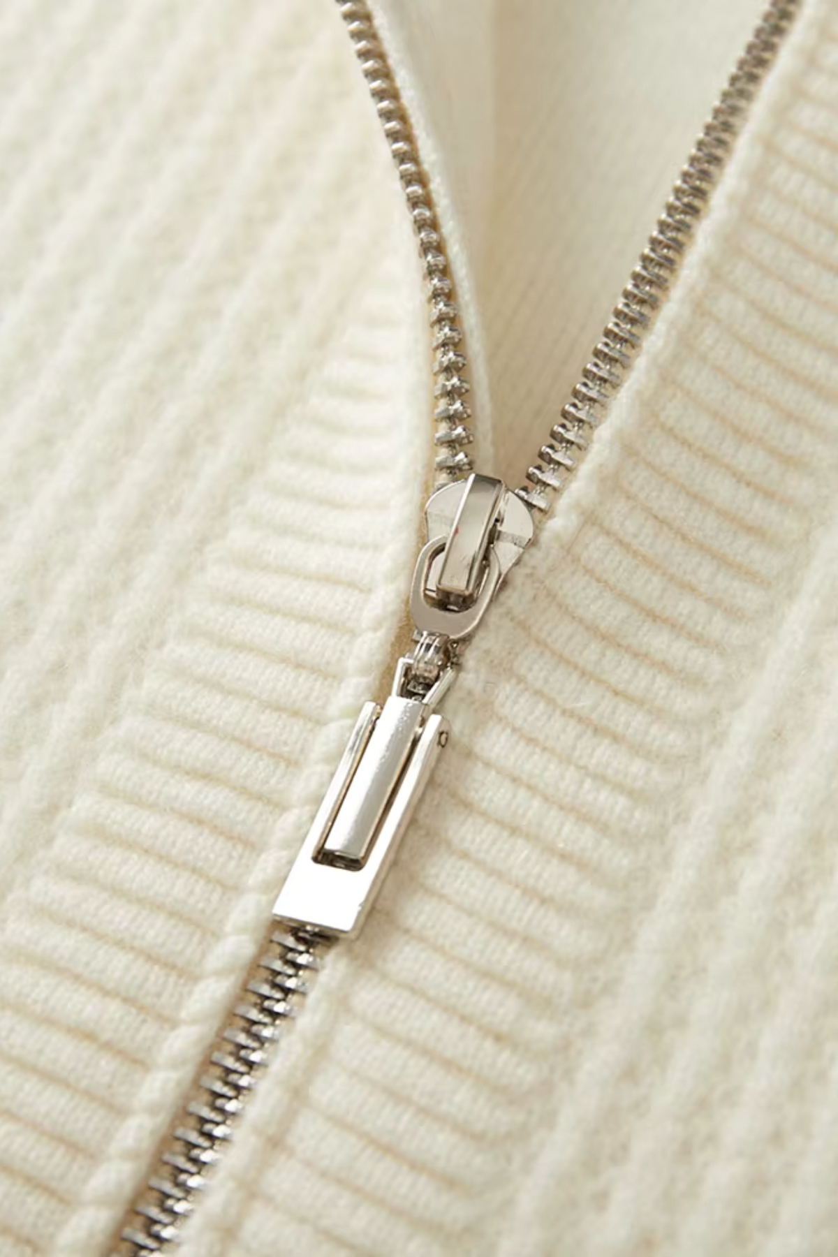 Casual Ribbed Knit Zip Up Hoodie