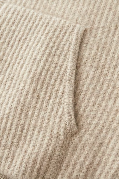 Casual Ribbed Knit Zip Up Hoodie