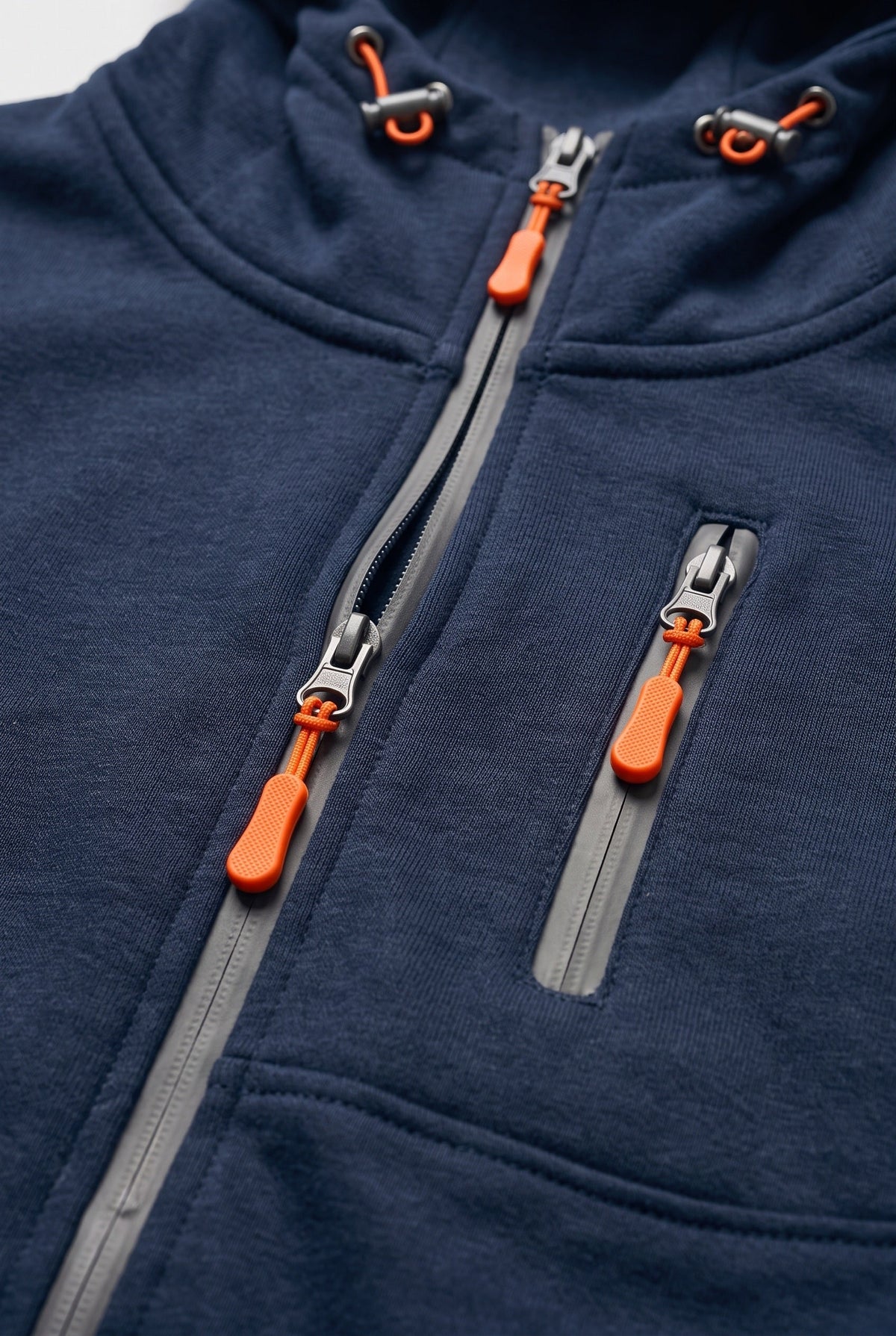 Casual Zip-Up Cotton Hoodie with Multiple Zipped Pockets