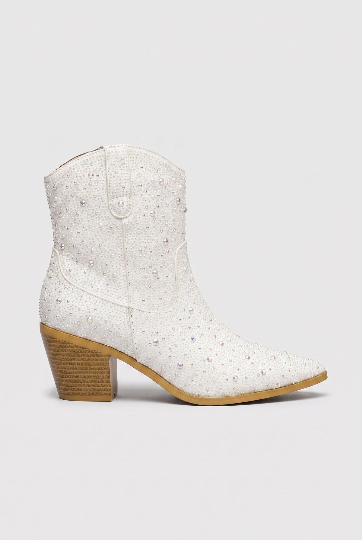Stylish Embellished Leather Ankle Boots with Snip Toe