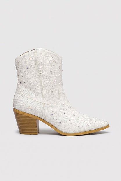 Stylish Embellished Leather Ankle Boots with Snip Toe