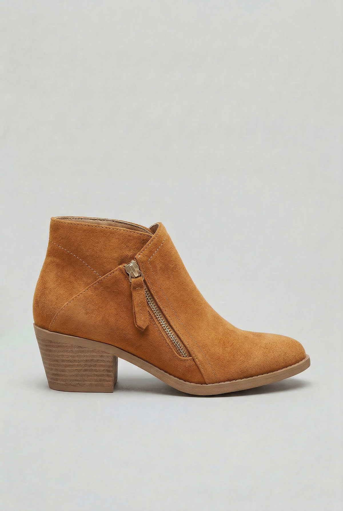 Classic Leather Ankle Boots with Side Zip and Block Heel
