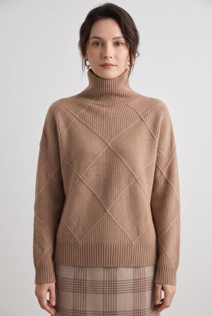 Classic Cable Knit Turtleneck Sweater