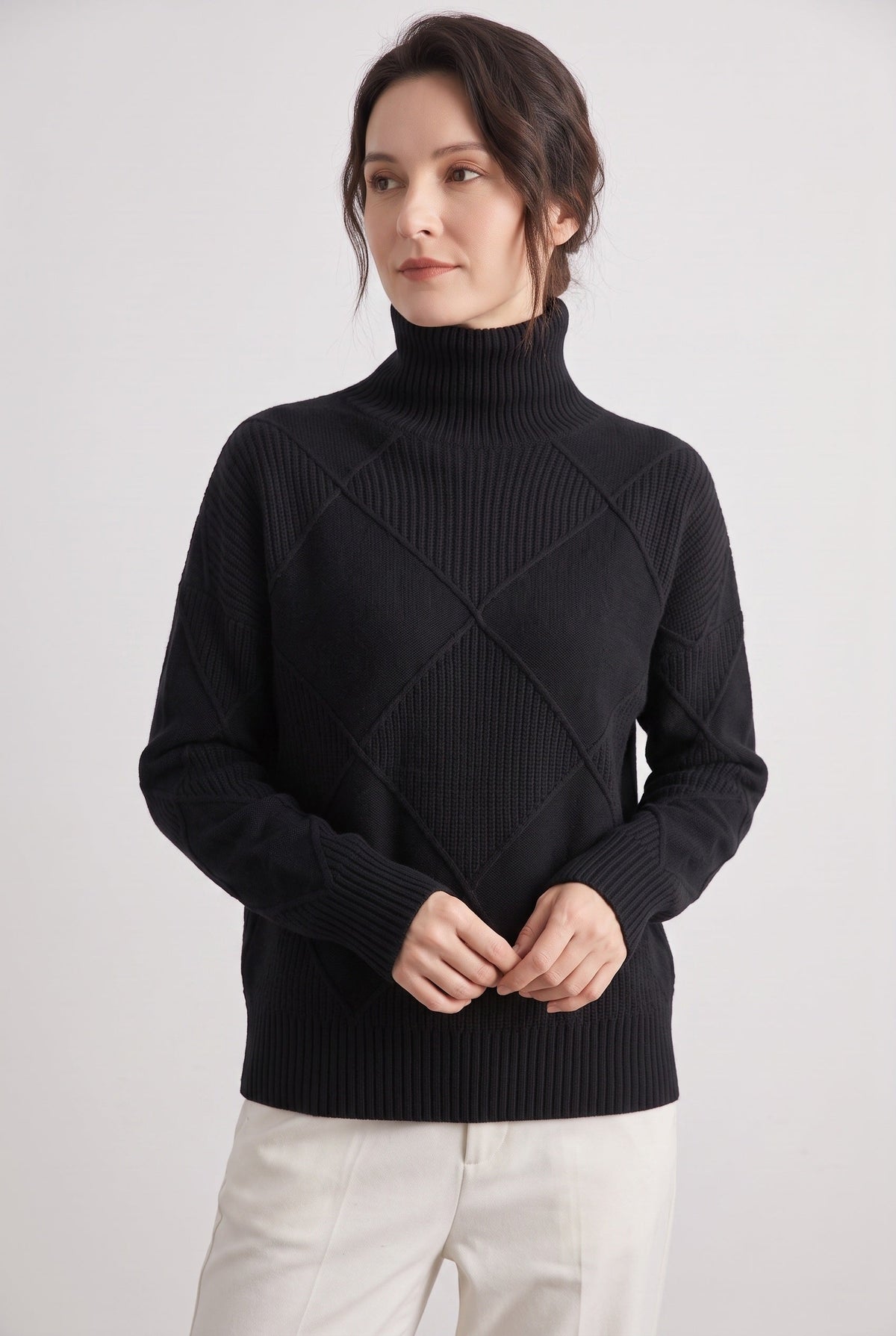 Classic Cable Knit Turtleneck Sweater