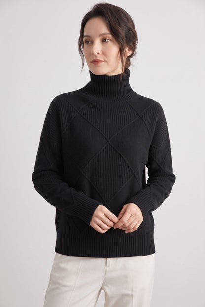 Classic Cable Knit Turtleneck Sweater