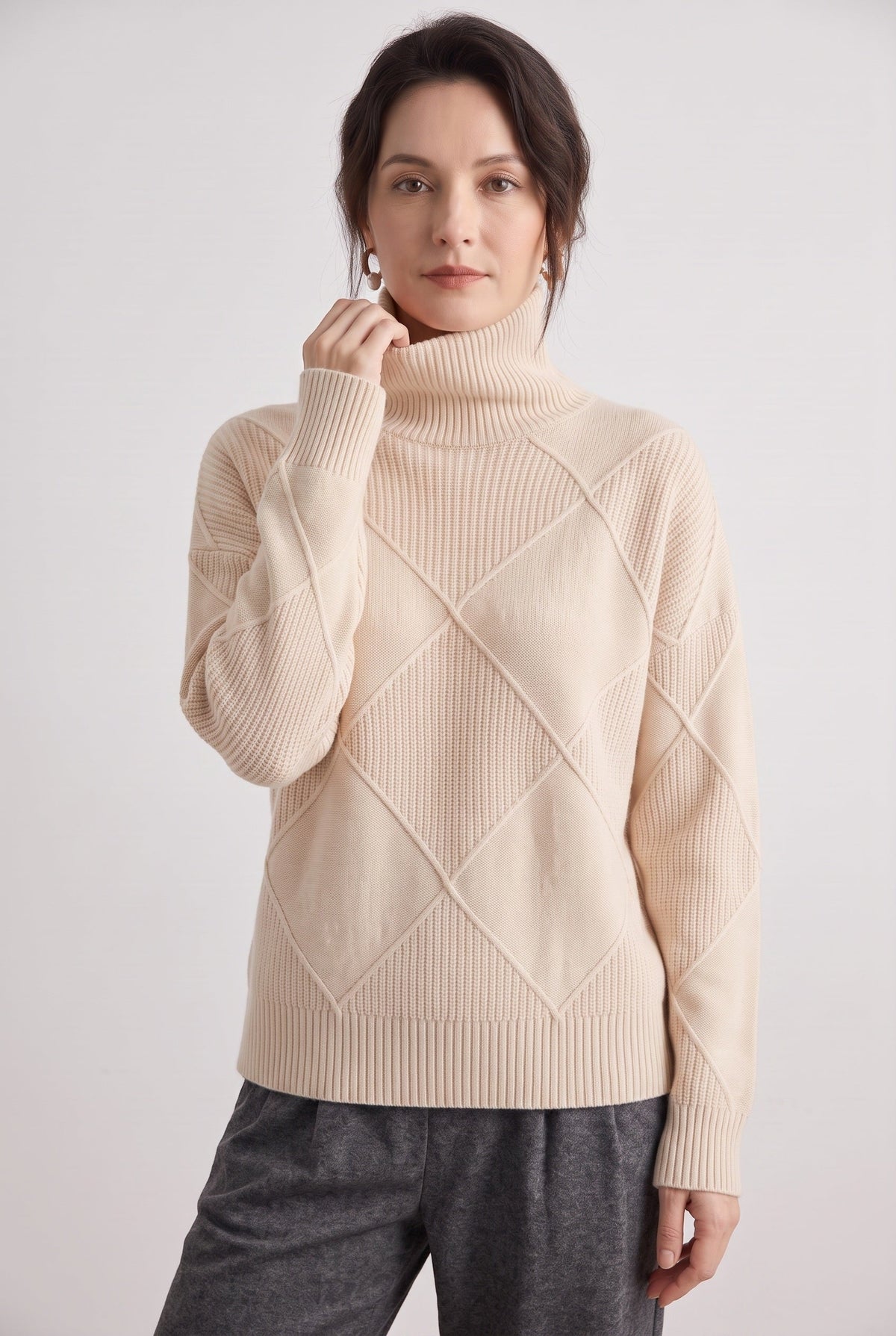Classic Cable Knit Turtleneck Sweater