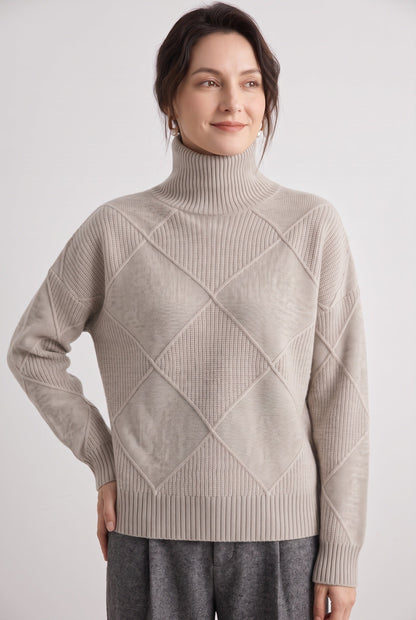 Classic Cable Knit Turtleneck Sweater