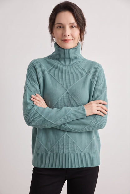 Classic Cable Knit Turtleneck Sweater