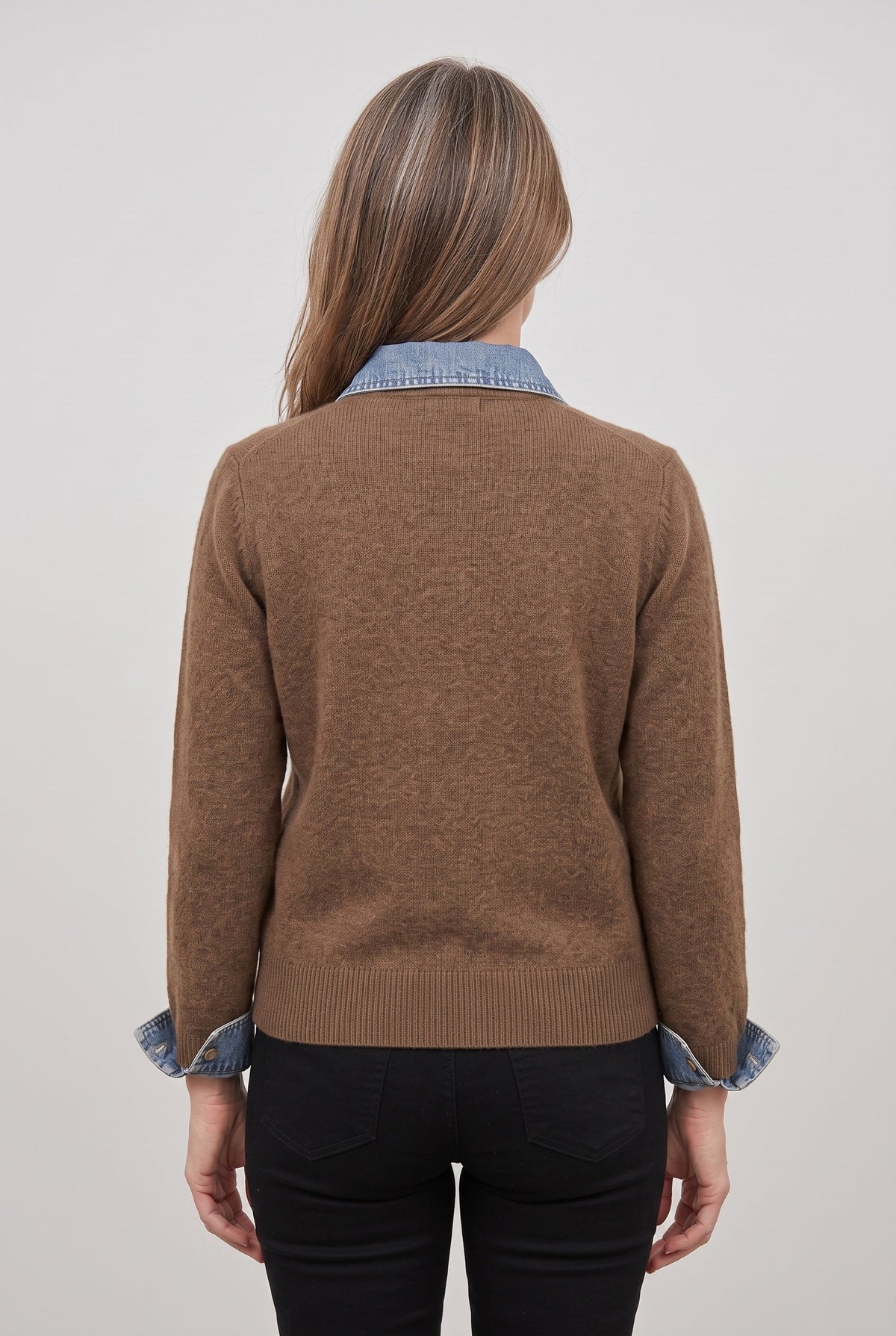 Casual Denim-Look Button Front Cardigan