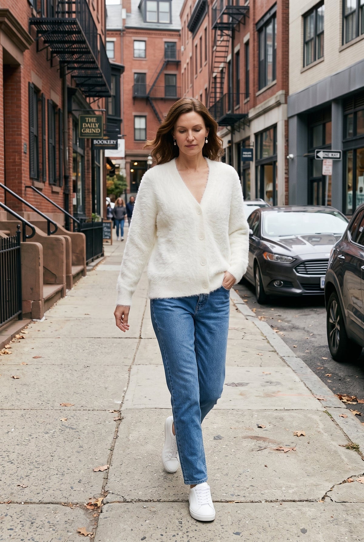 Cozy Fluffy Knit V-Neck Cardigan with Buttons
