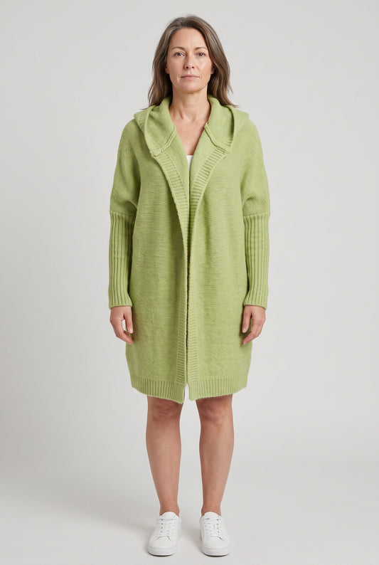 Casual Hooded Longline Open Front Cardigan