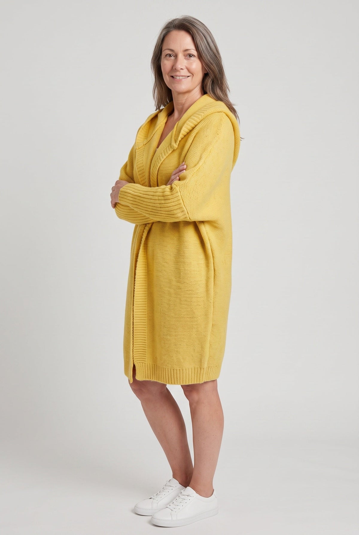 Casual Hooded Longline Open Front Cardigan