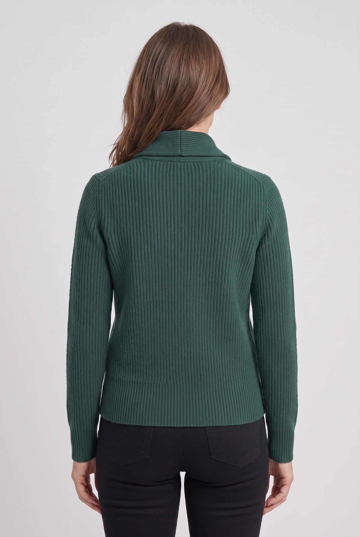 Classic Ribbed Knit Cardigan with Shawl Collar and Button Front