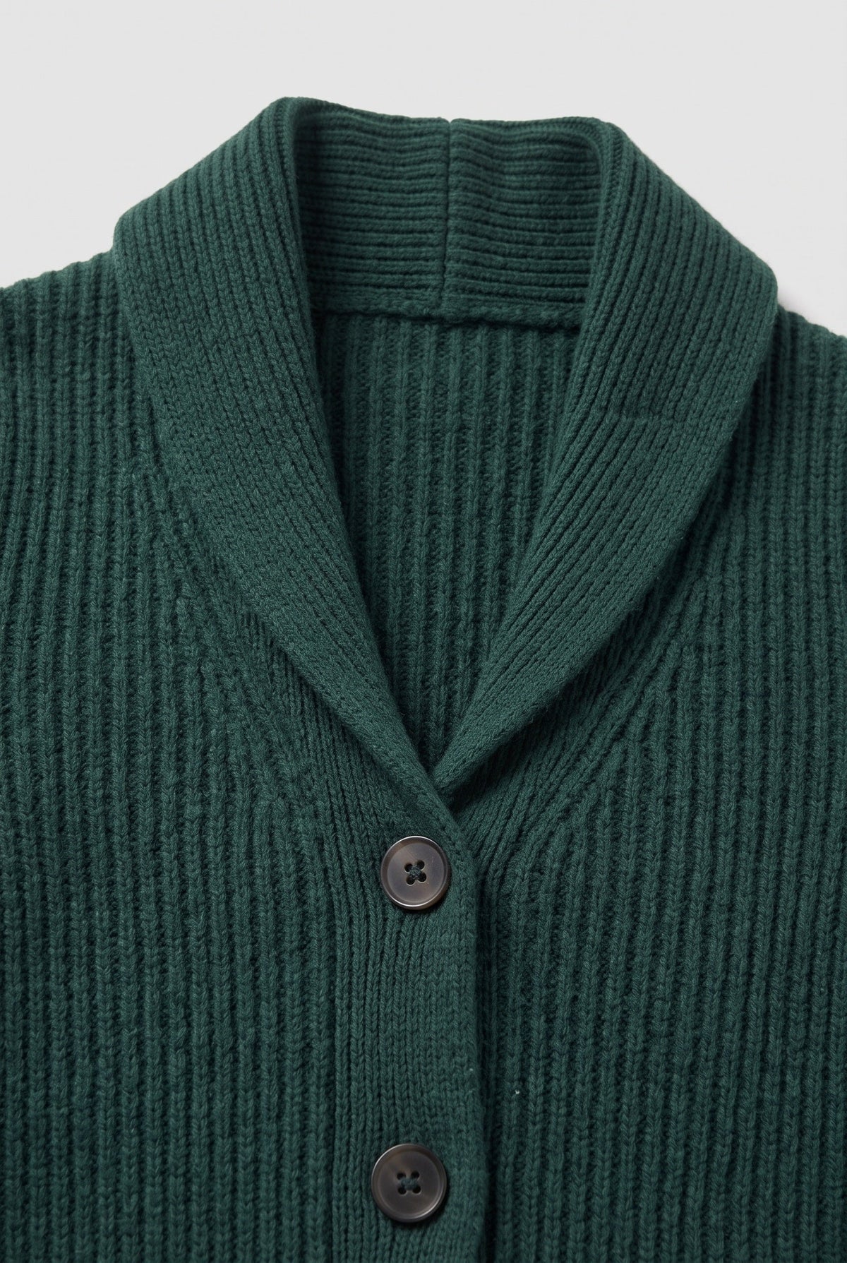 Classic Ribbed Knit Cardigan with Shawl Collar and Button Front
