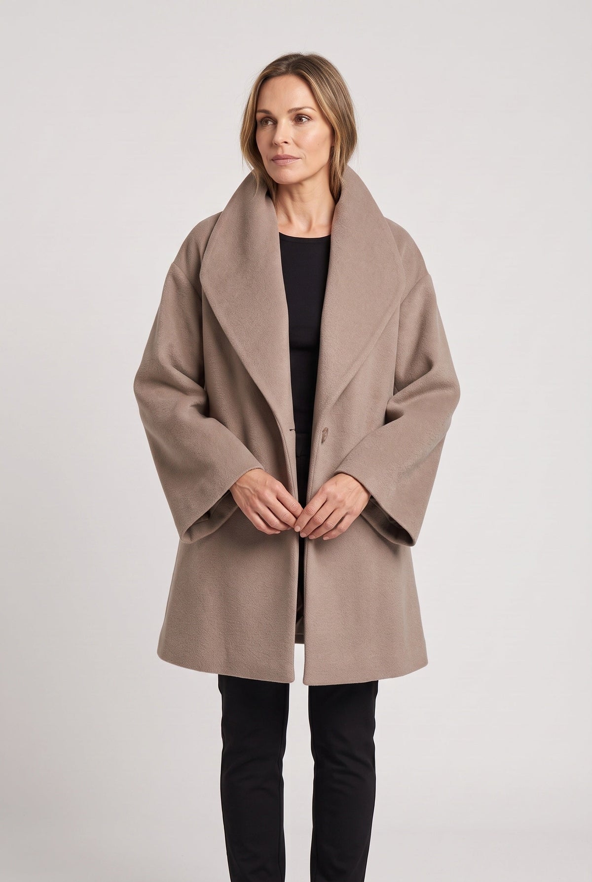 Oversized Shawl Collar Wool Blend Coat