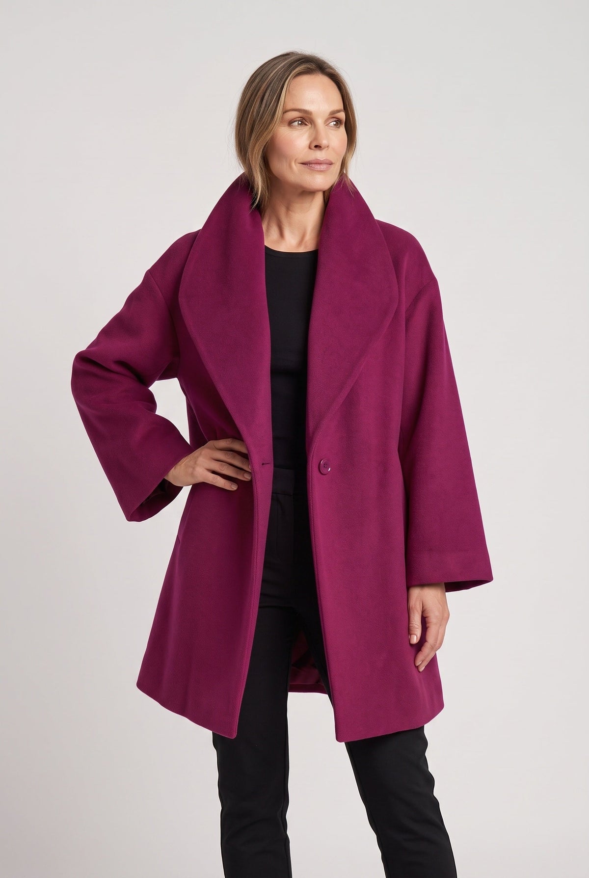 Oversized Shawl Collar Wool Blend Coat