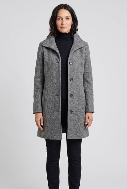 Classic Stand Collar Button Front Coat