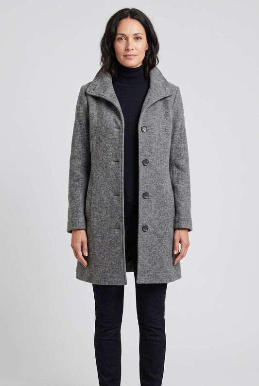 Classic Stand Collar Button Front Coat