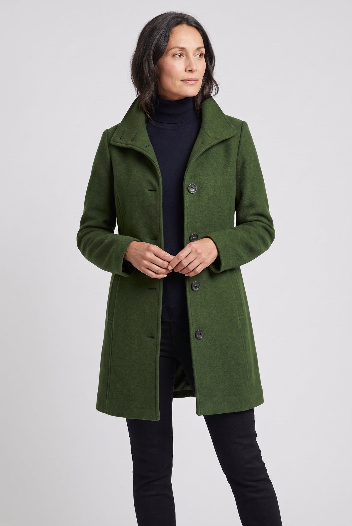 Classic Stand Collar Button Front Coat