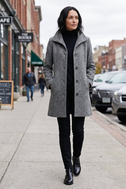 Classic Stand Collar Button Front Coat