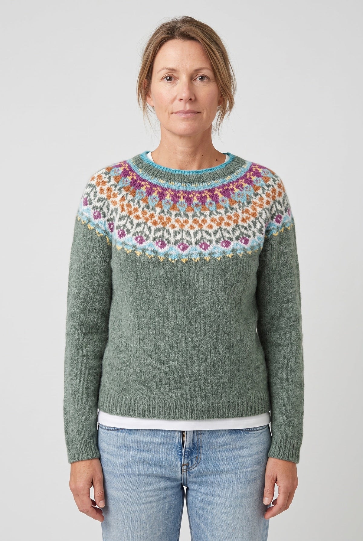 Classic Fair Isle Ribbed Hem Sweater