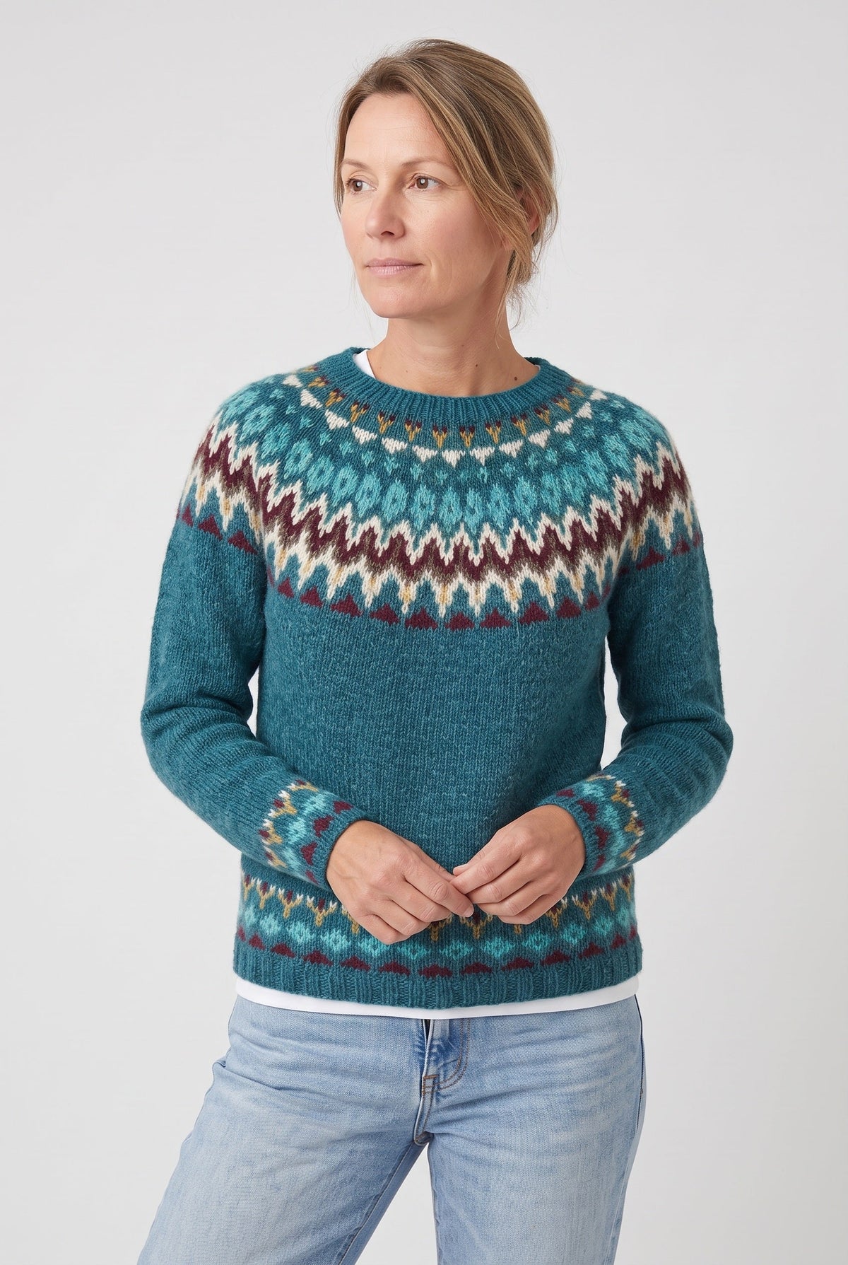 Classic Fair Isle Ribbed Hem Sweater
